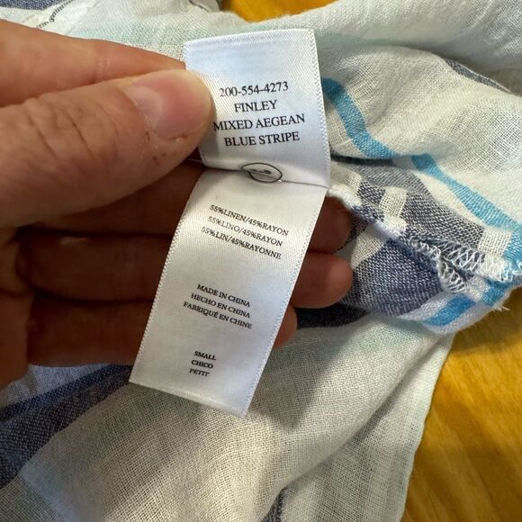 Rails Finley Shirt Mixed Agean Blue Stripe Linen Blend Women’s SIZE SMALL - Picture 12 of 14